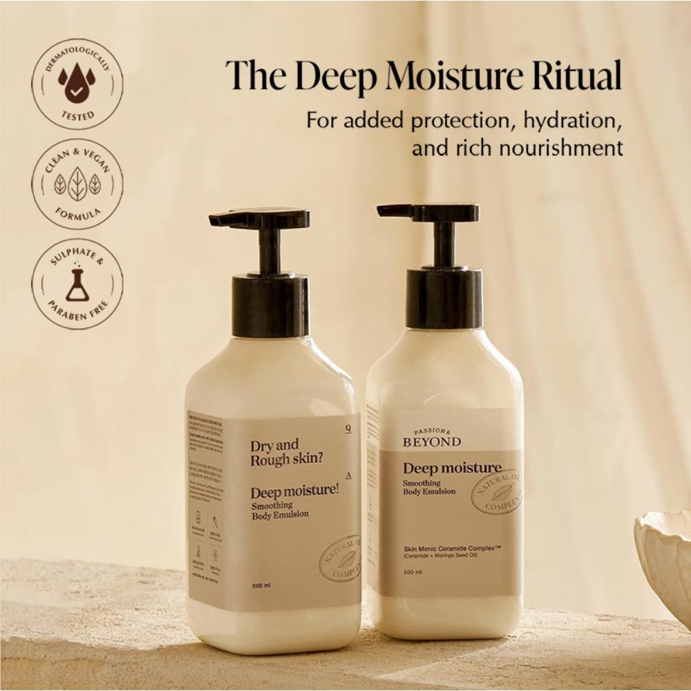 Beyond Deep Moisture Korean Creamy Body Wash - Vegan Shower Cream For Dry Skin With Ceramides