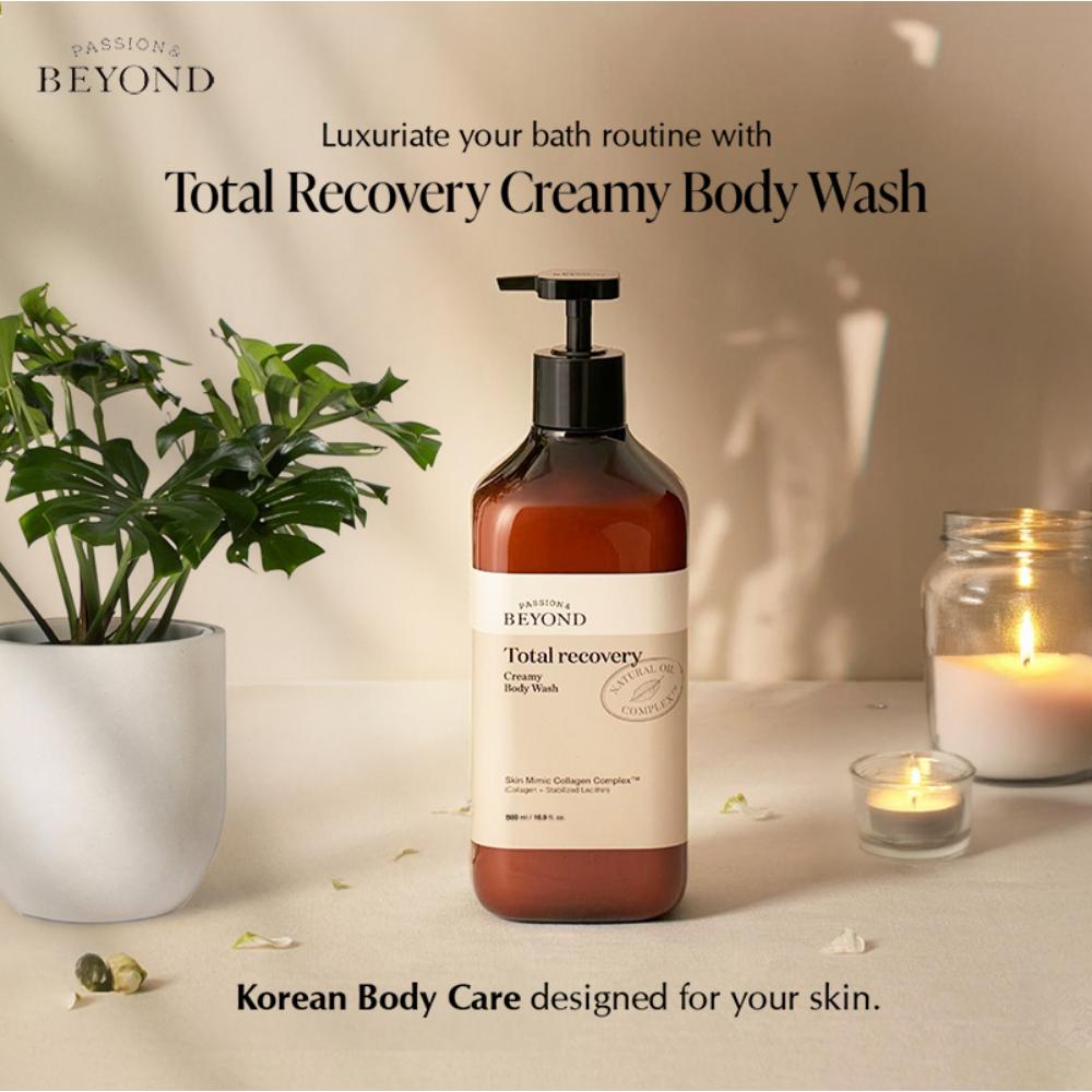 Beyond Total Recovery Korean Creamy Body Wash - Vegan Shower Cream For Dry Skin With Collagen