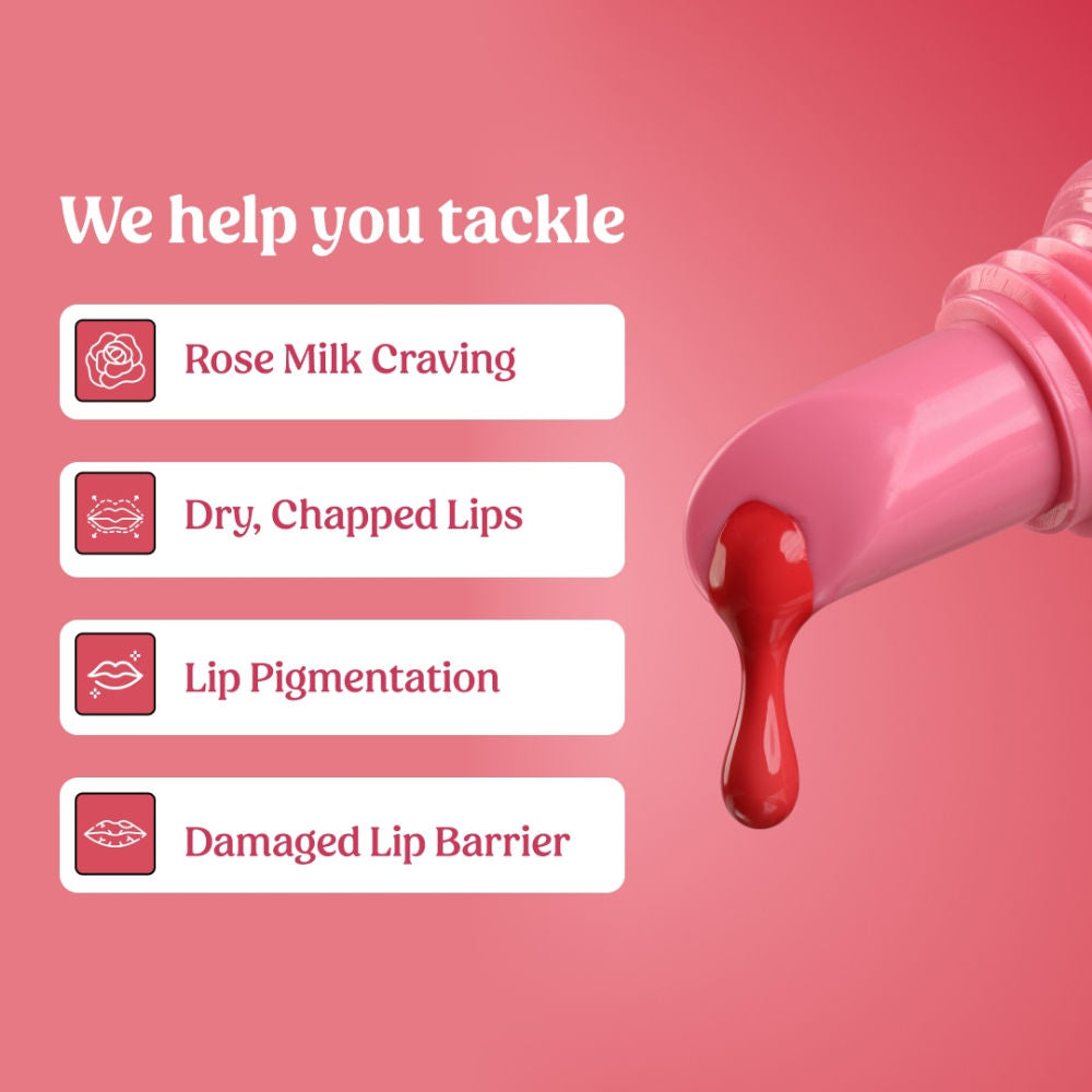 Rose Milk Lip Balm With Pink Tint & Enriched With Rose Petals, Vitamin E & Olive Squalane