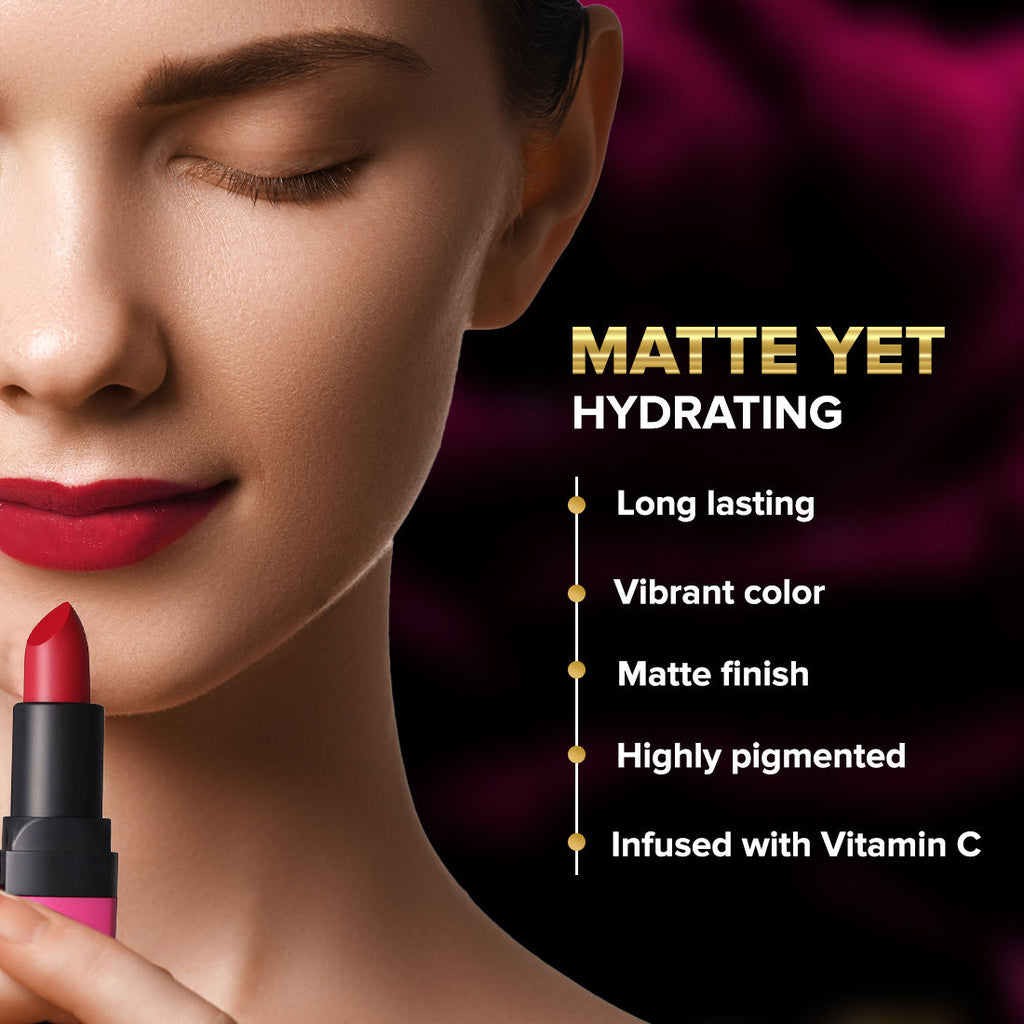 Moist Matte Lipstick, Long Lasting Hydrating Vitamin C Shea Butter Pigmented