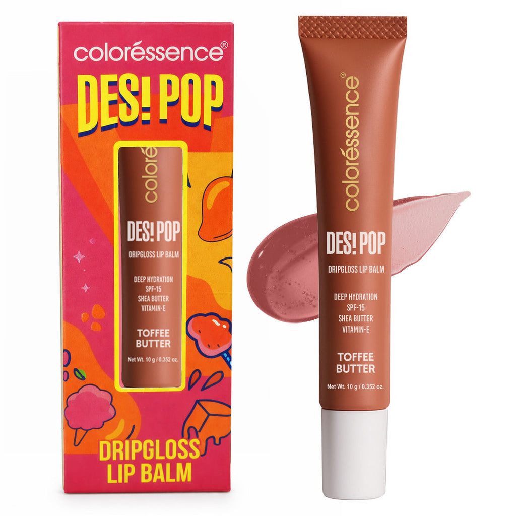 Desi Pop DripGloss Lip Balm SPF 15, Hydrating Gloss for Dry Lips - Toffee Butter