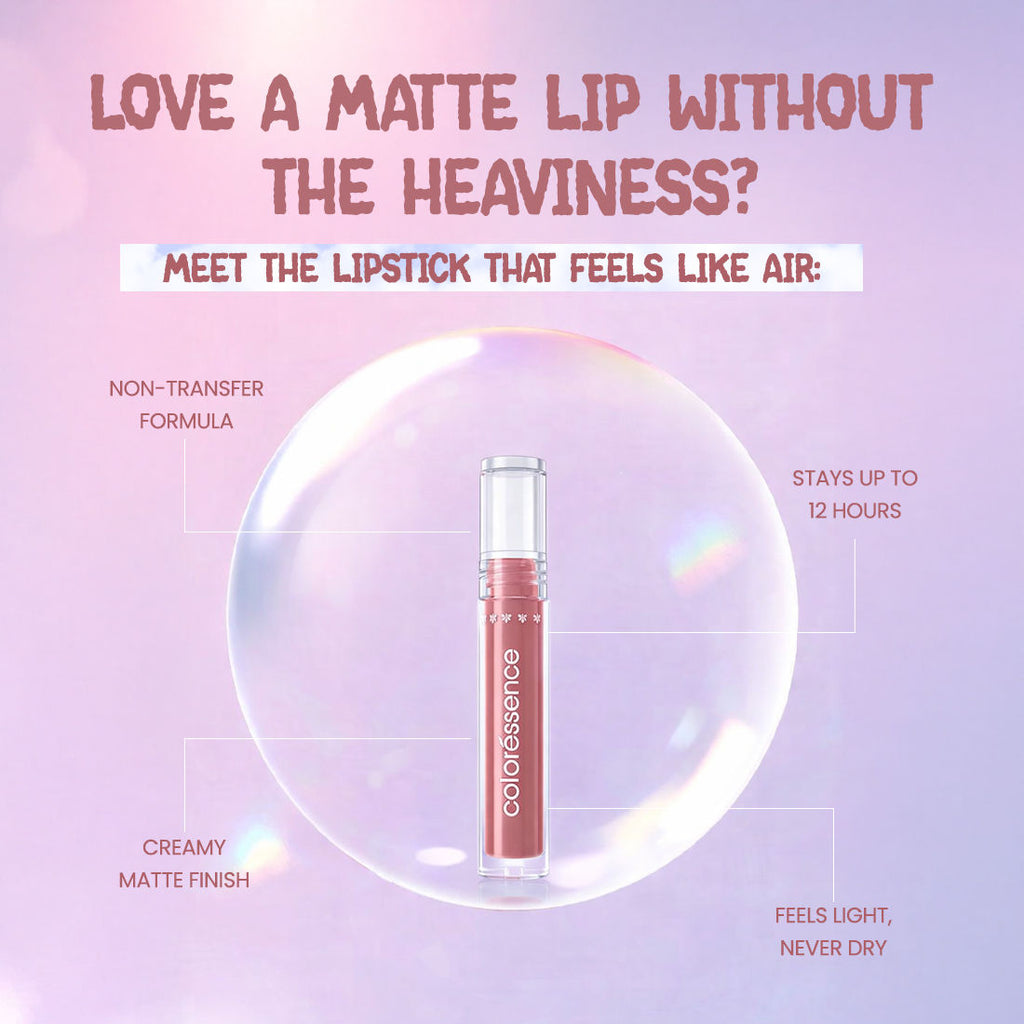 Cloud Kiss Liquid Lipstick, Weightless, Long Lasting, Non-Transfer Matte