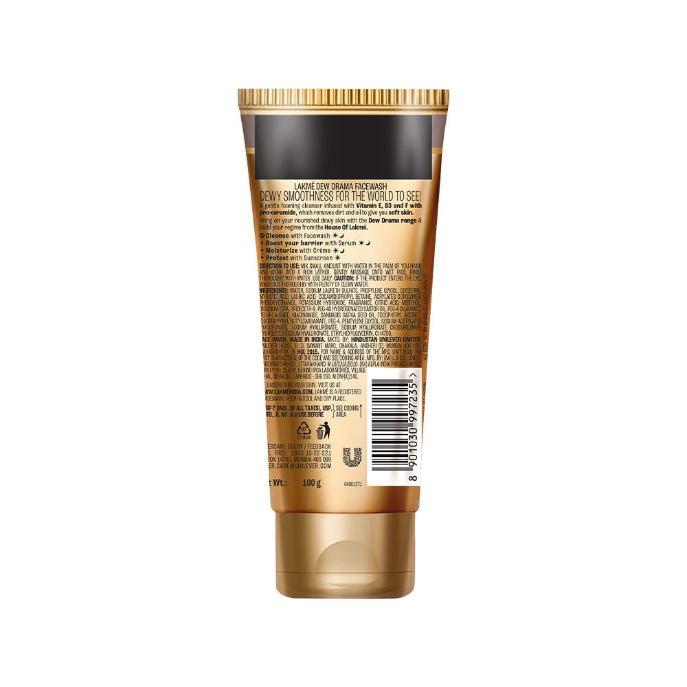 Dew Drama Facewash with Pro-Ceramides & 6% Vitamin E + B3 + F Complex for Glowing Skin