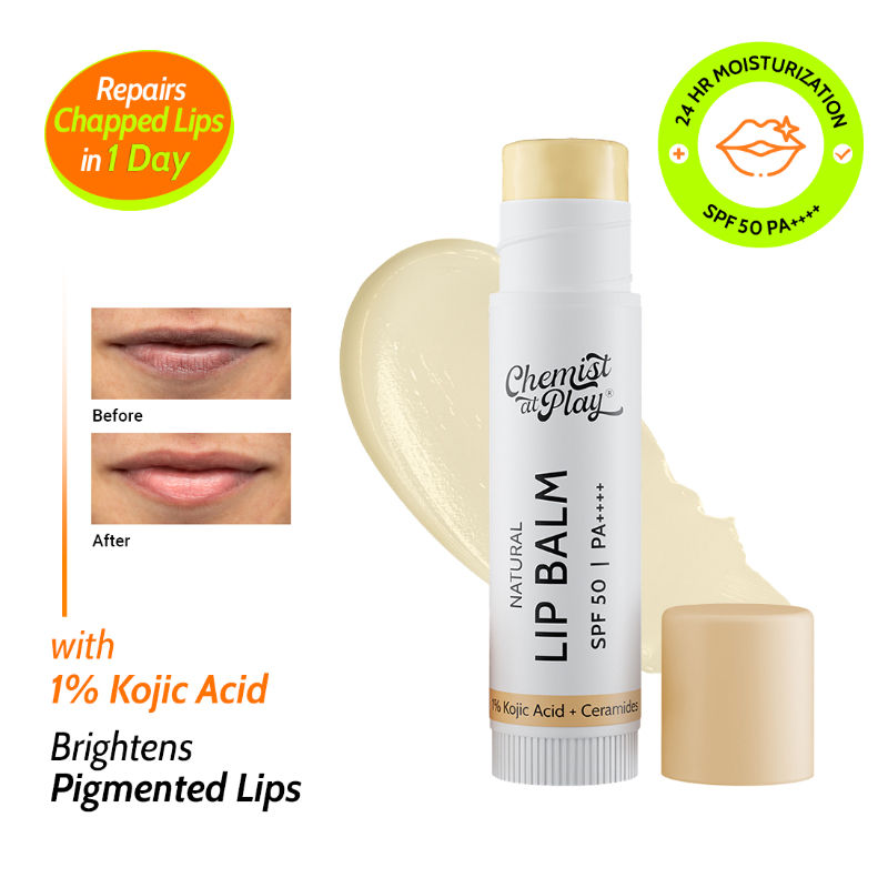 Lip Balm SPF 50 Brightens & Repairs Chapped Lips 24HR Moisture - Natural