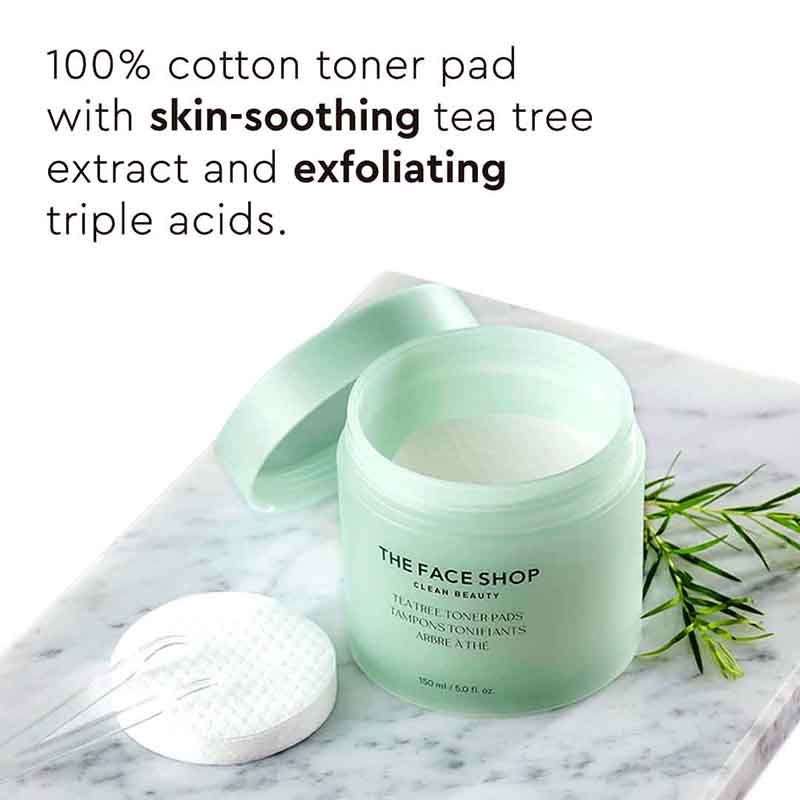 Tea Tree Korean Toner Pads with AHA, Salicylic Acid (BHA) & PHA for Acne & Oily Skin