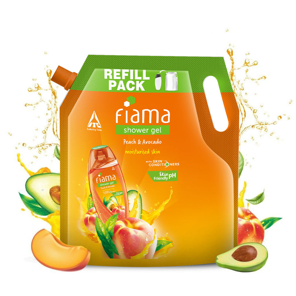 Shower Gel Peach & Avocado with Skin Conditioners for Soft Moisturised Skin