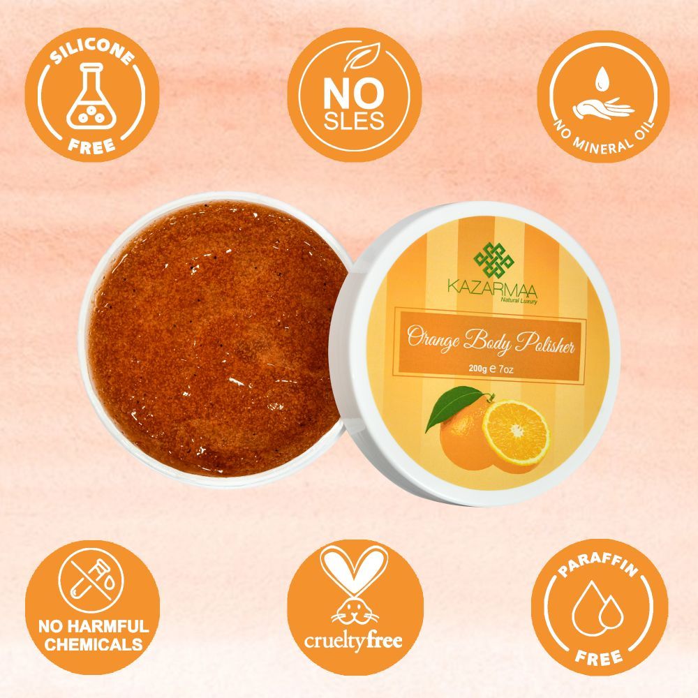 Orange Body Polisher Exfoliating Body Scrub For Skin Lightening And Radiant Glow
