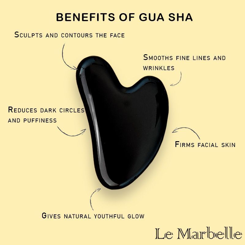 Black Obsidian Gua Sha Face Massager For Face, Neck Glow & Skin Brightening