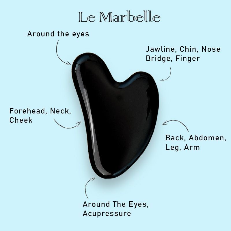 Black Obsidian Gua Sha Face Massager For Face, Neck Glow & Skin Brightening