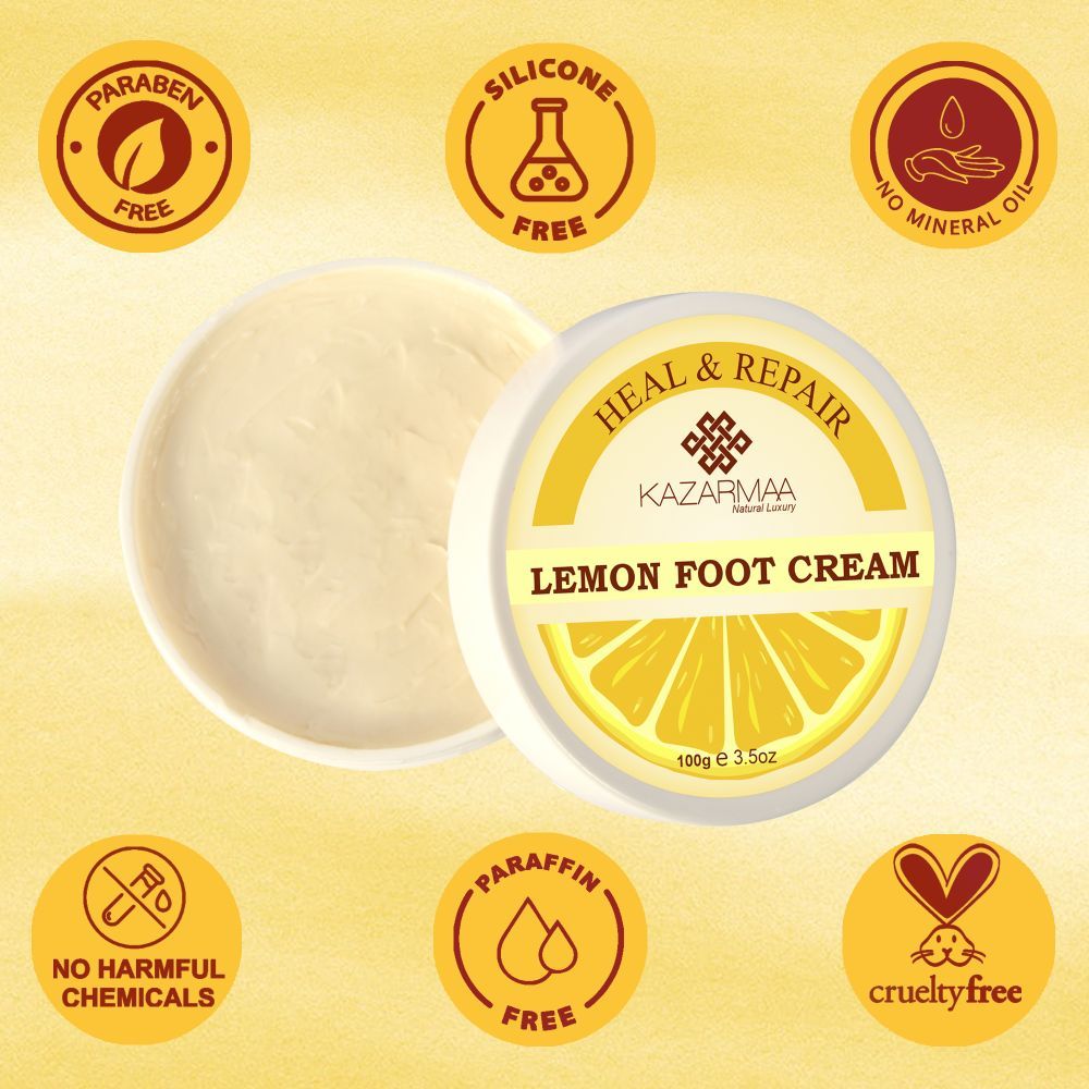 Heal & Repair Lemon Foot Cream With Shea Butter, Vitamin-e, Coconut Oil & Jojoba Oil