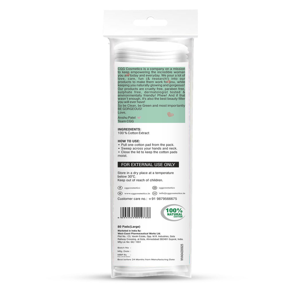 Korean Makeup Remover Cotton Pads - Large