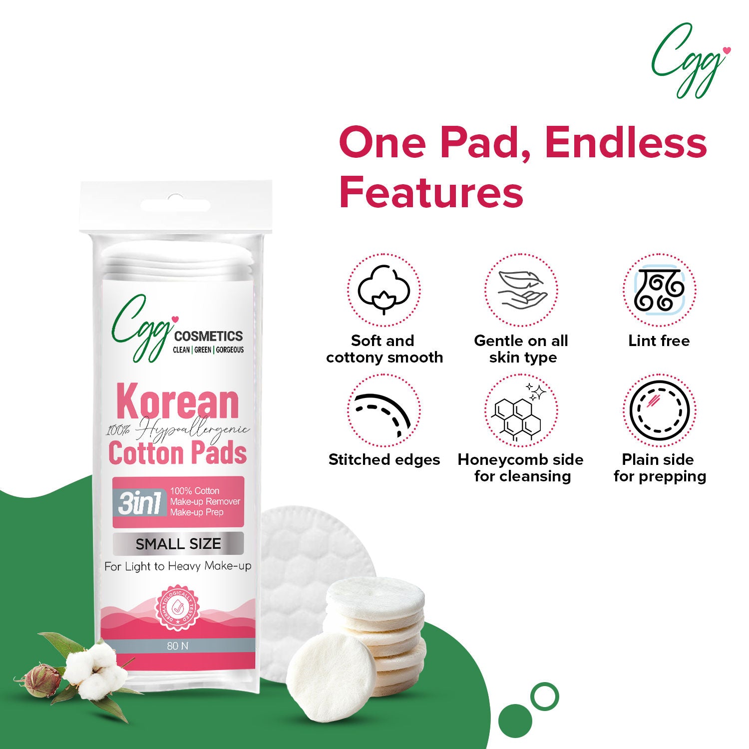 Korean Makeup Remover Cotton Pads - Small
