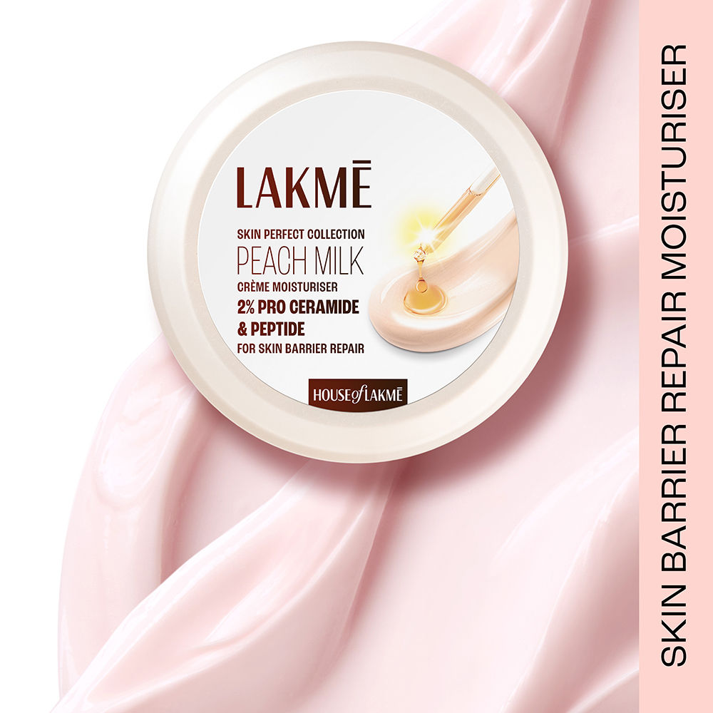 Lakmé Peach Creme Moisturiser, Ceramide & Peptide, Skin Barrier Repair & Hydrated Glow - 200 g