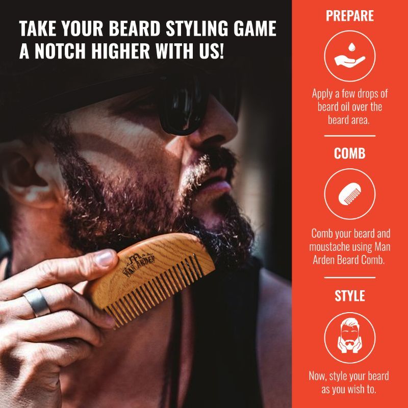 Pure Neem Wooden Pocket Size Beard Comb With Premium Faux Leather Pouch