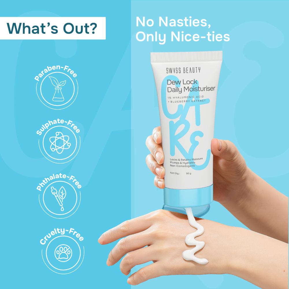 Care Dew Lock Daily Moisturiser - 1% Hyaluronic Acid & Blueberry Extract