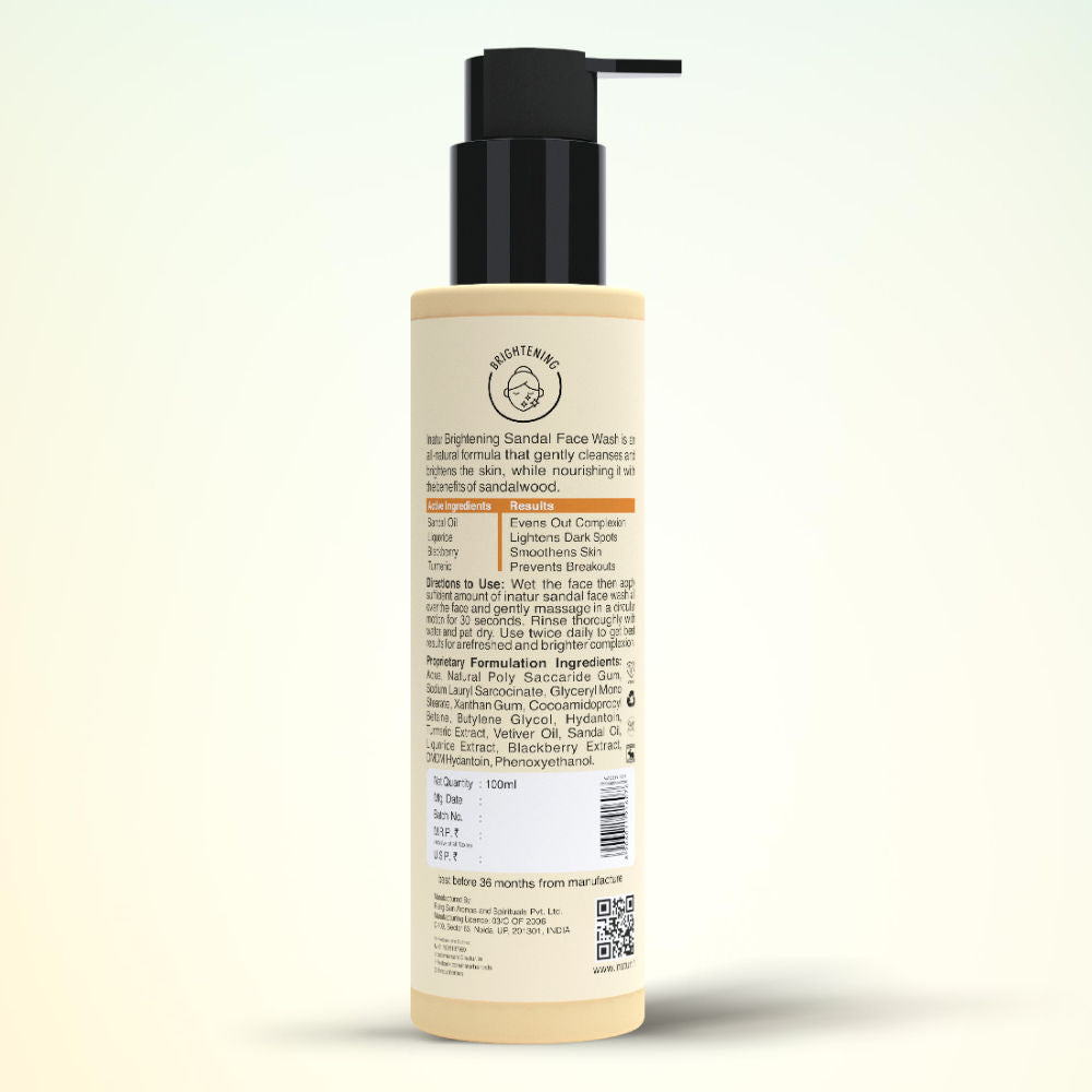 Sandal Face Wash, Removes Tan & Brightens, Gentle & Hydrating, for All Skin Types