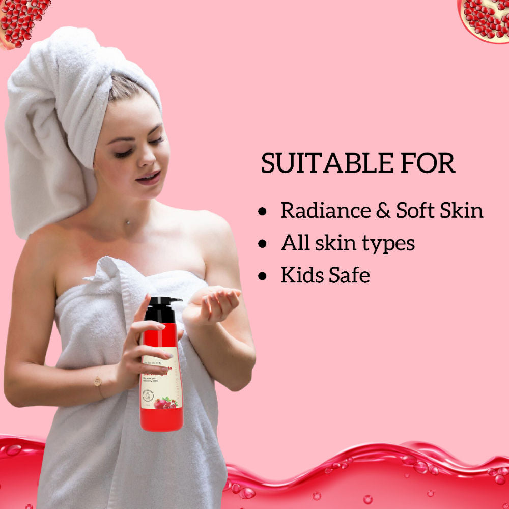Shower Gel with Pomegranate, Raspberry, and Black Pepper for Daily Refreshing Wash