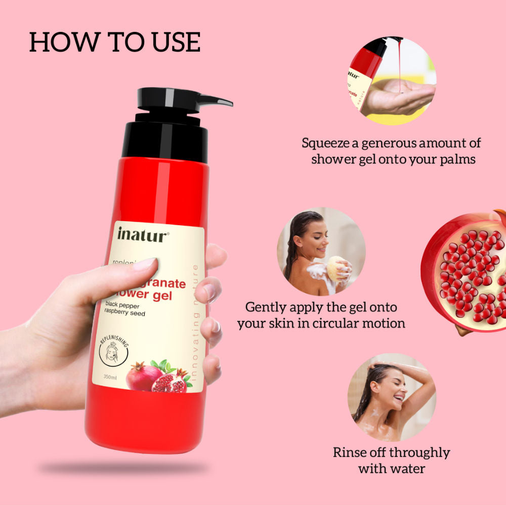 Shower Gel with Pomegranate, Raspberry, and Black Pepper for Daily Refreshing Wash