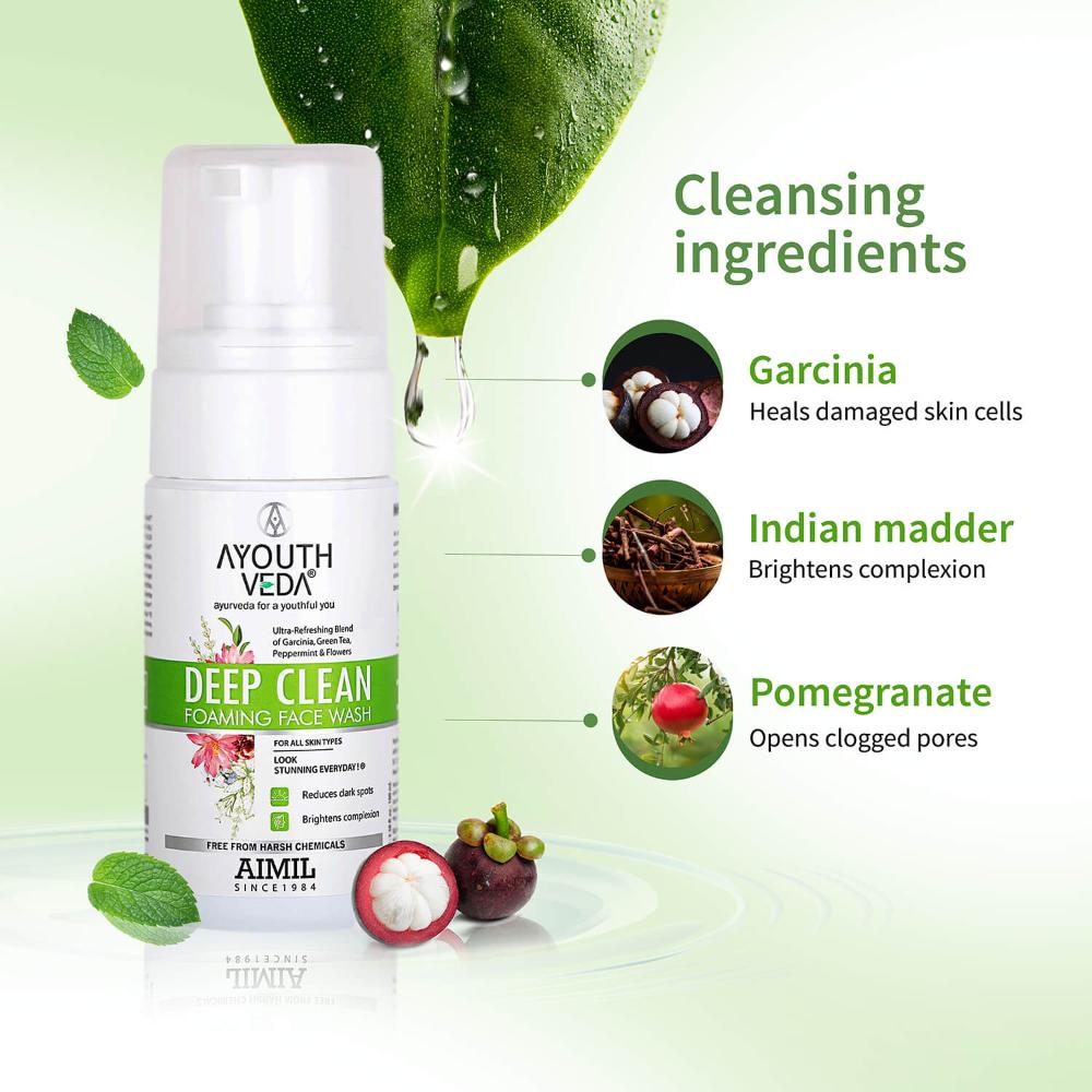 Deep Clean Foaming Face Wash with Indian Madder, Garcinia & Pomegranate for Deeply Clensed Skin