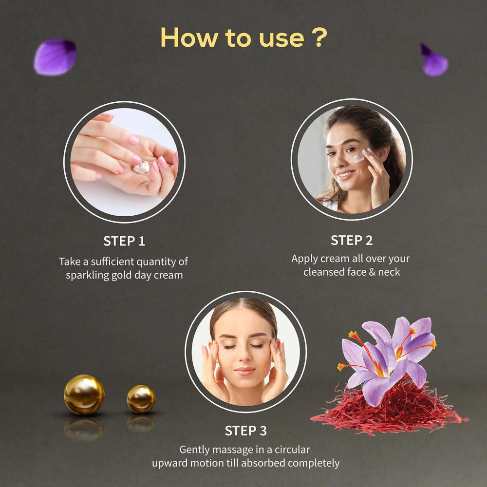 Sparkling Gold Day Cream with 24K Nano Gold, Saffron & Lotus for Radiant, Youthful Skin