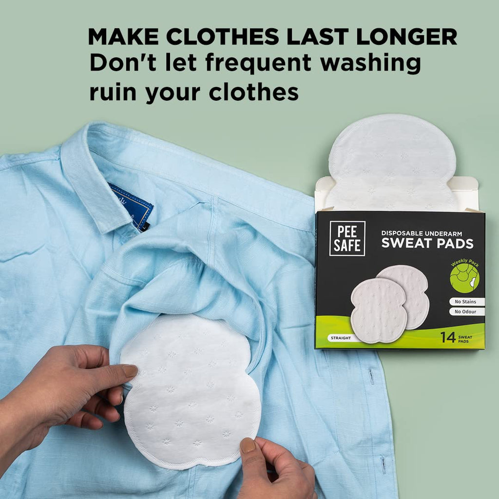 Disposable Underarm Sweat Pads (Straight) For Men & Women - Prevent Stains & Absorb Sweat (14pcs)