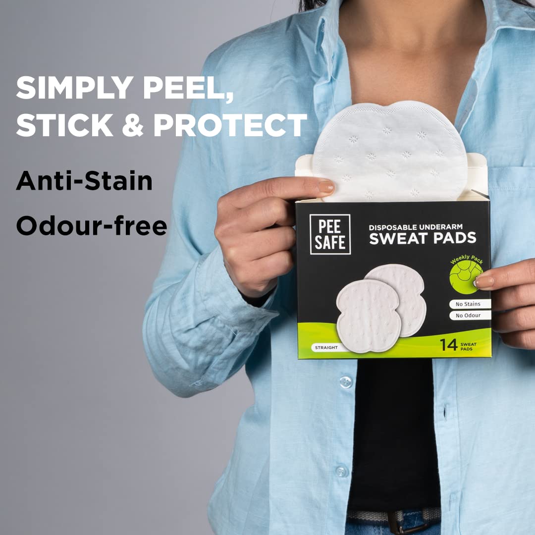 Disposable Underarm Sweat Pads (Straight) For Men & Women - Prevent Stains & Absorb Sweat (14pcs)