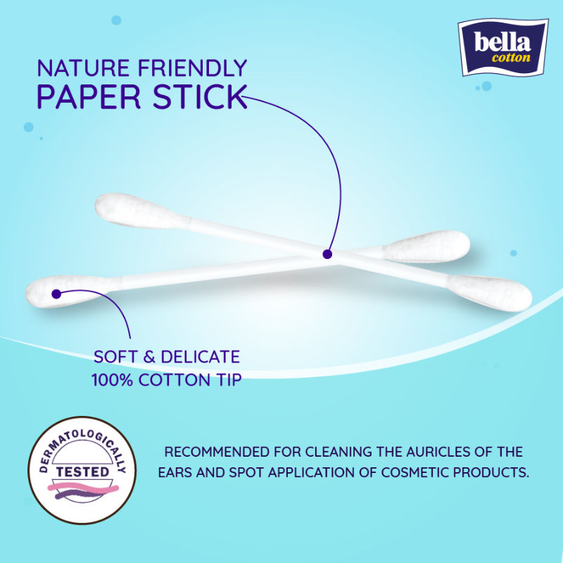 Cotton Buds with Paper Stick, Soft & Gentle,100% Cotton,Nature Friendly, Multipurposes
