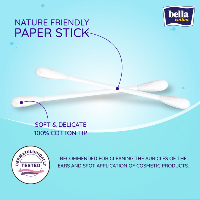 Cotton Buds with Paper Stick, Soft and Gentle, 100% Cotton, Nature Friendly
