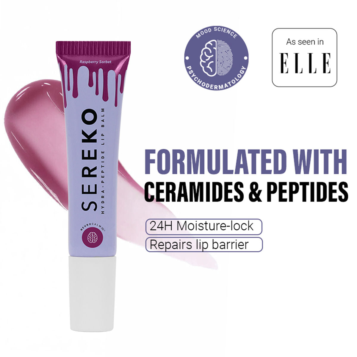 Hydra - Peptide Lip Balm, Clear, Enriched With Ceramides Barrier Repair Salted Caramel - Raspberry Sorbet