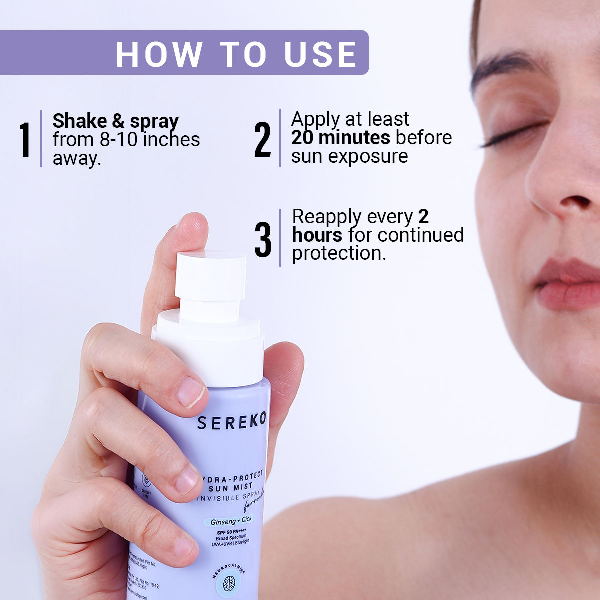Face & Body Sunscreen SPF50 PA++++ Hydrating Sunscreen Spray, No White-Cast, Broad Spectrum