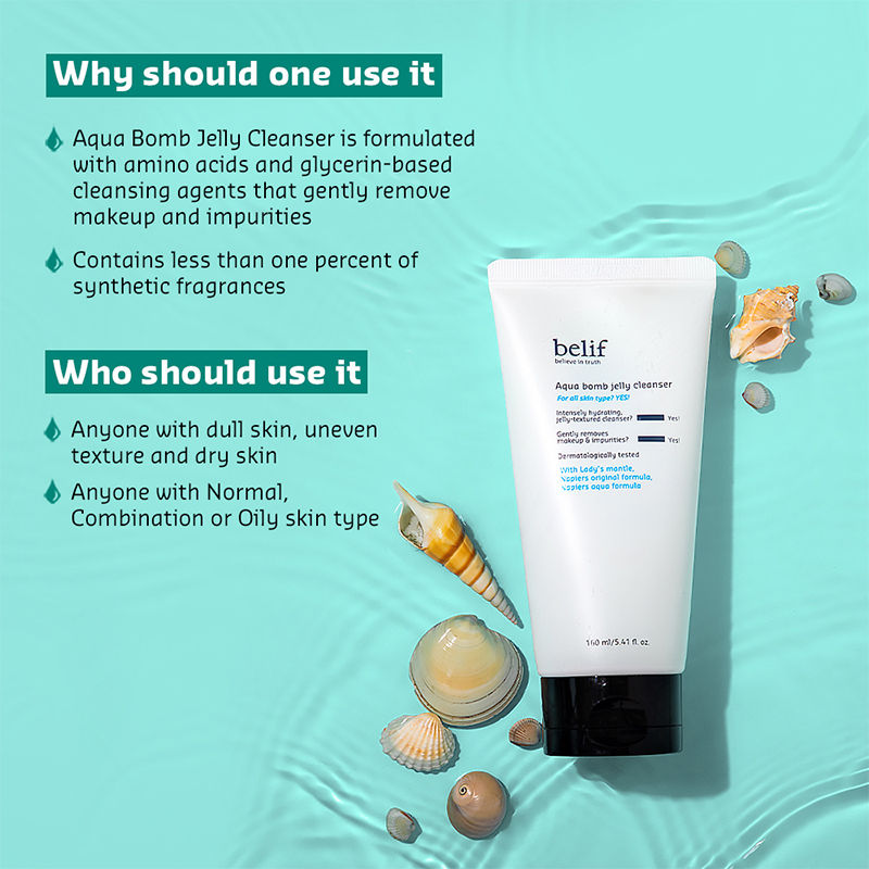 Aqua Bomb Jelly Cleanser - Hydrating Vegan Korean Gentle Face Wash & & Makeup Remover