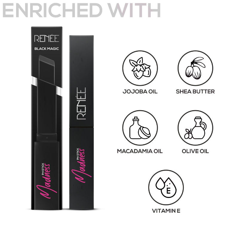 RENEE Madness Ph Lipstick - Black Lipstick With Glossy Pink Payoff - Long Lasting Nourishment