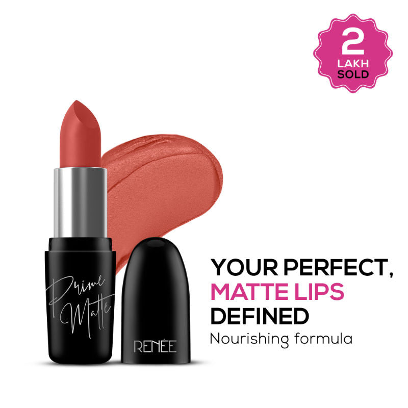 Renee Prime Matte Lipstick, Lightweight & Long-Lasting, Vitamin E Infused - 04 Spicy Cinnamon