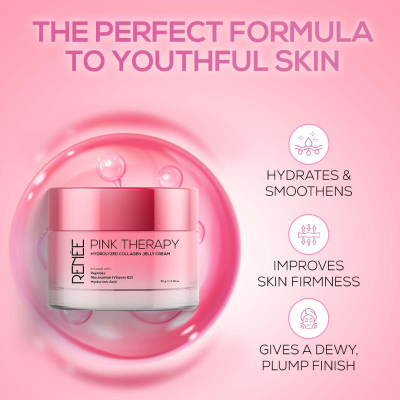 RENEE Pink Therapy Hydrolyzed Collagen Overnight Sleeping Jelly Mask for Antiaging & Hydrated Skin