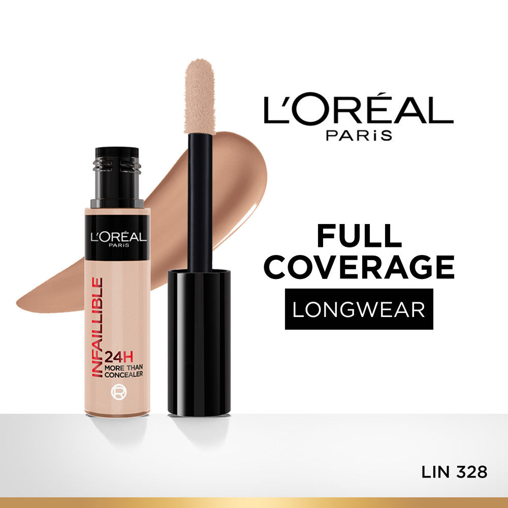LOreal Paris Infallible Full Wear Concealer, Maximum Coverage, Sweat Proof & Heat Proof - Amber 312 - 328