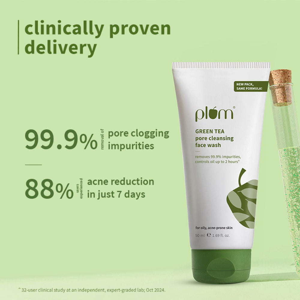 Green Tea Pore Cleansing Gel Face Wash With Glycolic Acid - Fights Acne &OilForClearSkin