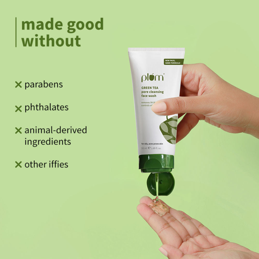 Green Tea Pore Cleansing Gel Face Wash With Glycolic Acid - Fights Acne &OilForClearSkin