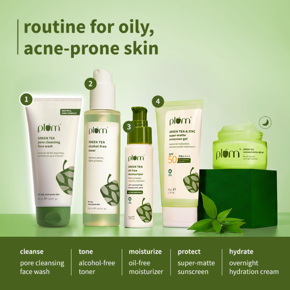 Green Tea Pore Cleansing Gel Face Wash With Glycolic Acid - Fights Acne &OilForClearSkin