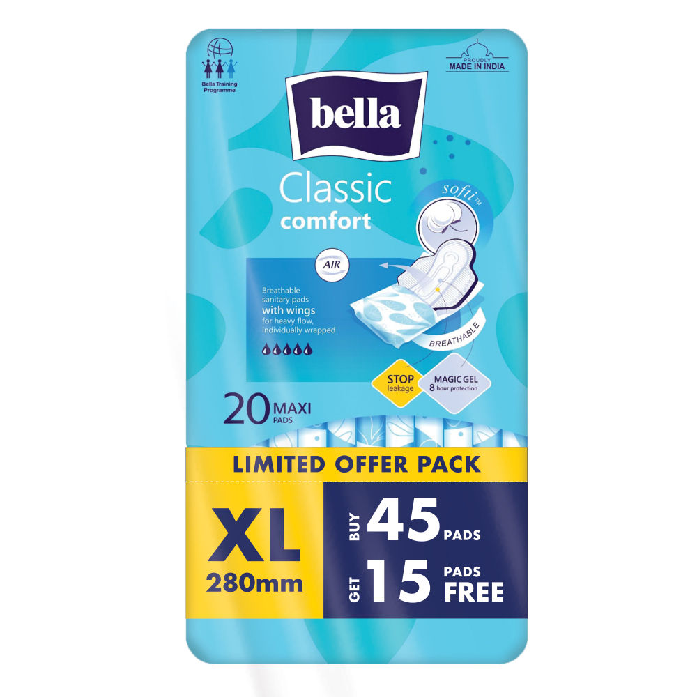 Classic Comfort Maxi Softi Sanitary Pads, 45 Pads + 15 Pads Free