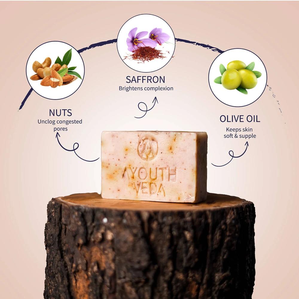 Nuts & Saffron Handmade Castile Soap with Nourishing Oils for Clensed & Soft Skin