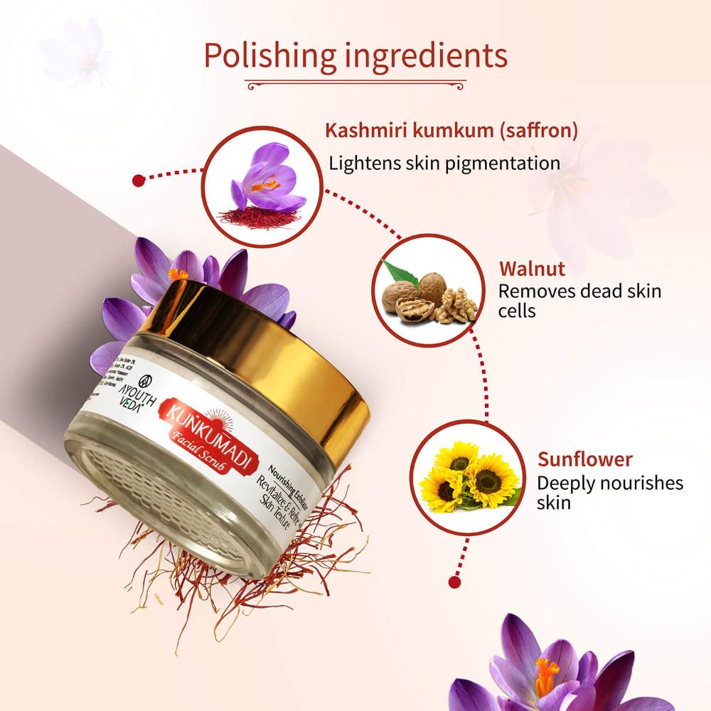 Kunkumadi Face Scrub with Walnut Finest Kashmiri Saffron & Sunflower