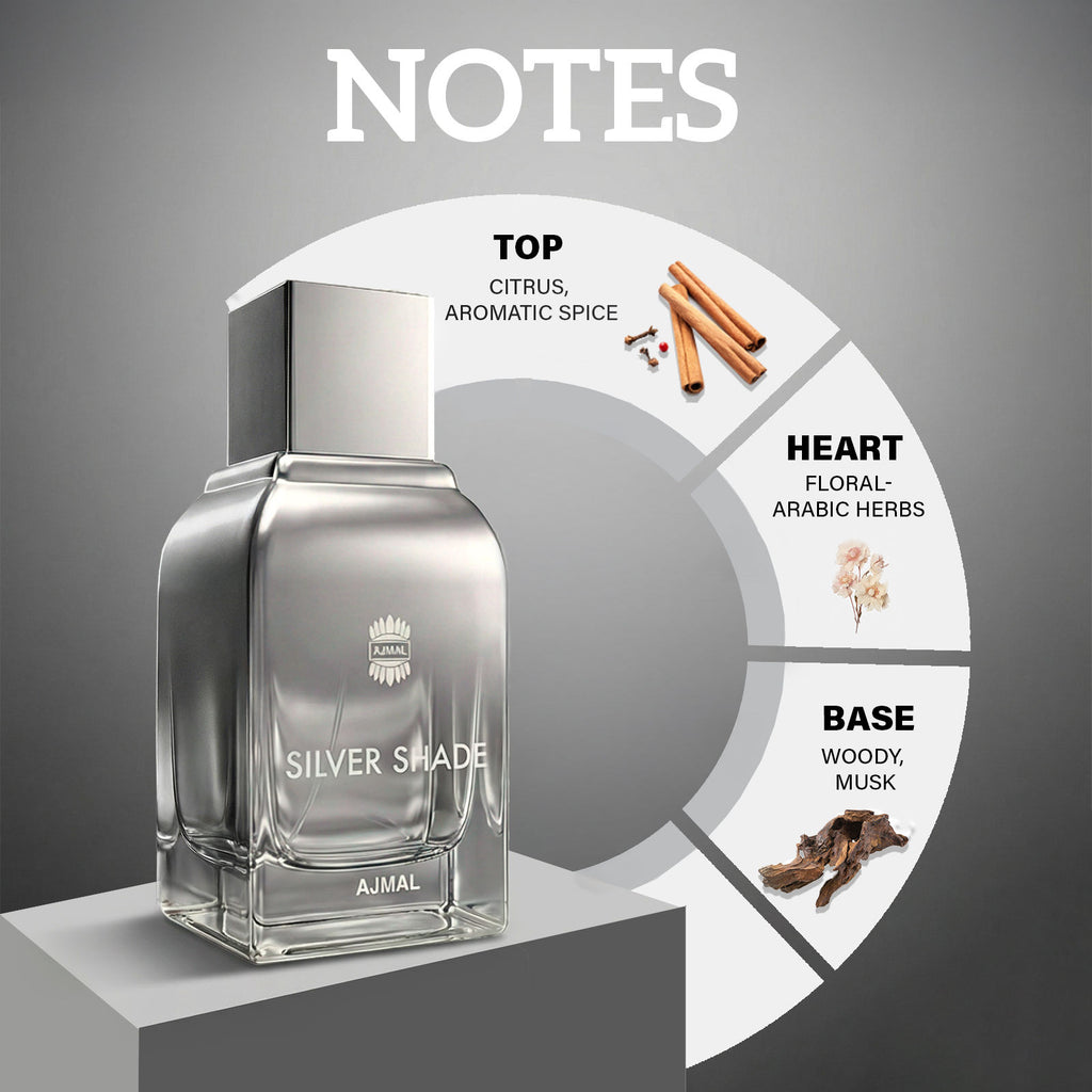 Silver Shade Long Lasting Perfume For Men Fresh Citrus Woody Musk Elegant Fragrance