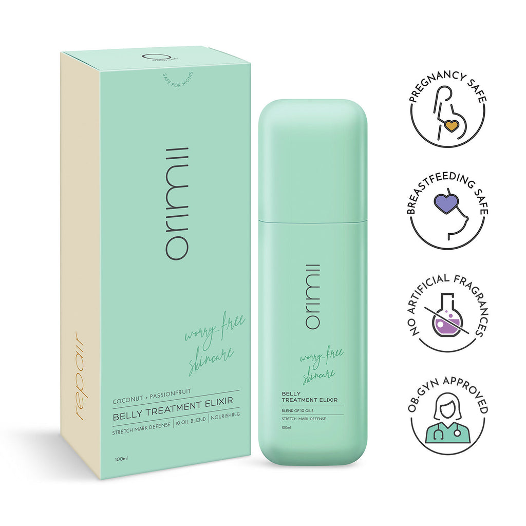 Belly Treatment Elixir - Body Oil For Stretch Marks; Fragrance Free, Pregnancy Safe