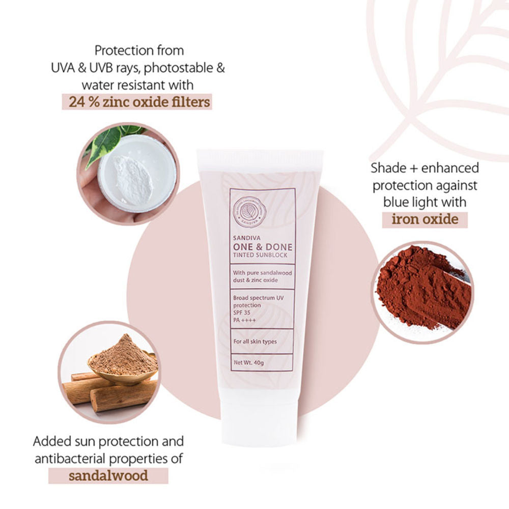 One & Done Tinted Sunscreen With Zinc Oxide, SPF 35 PA++++, No White Cast