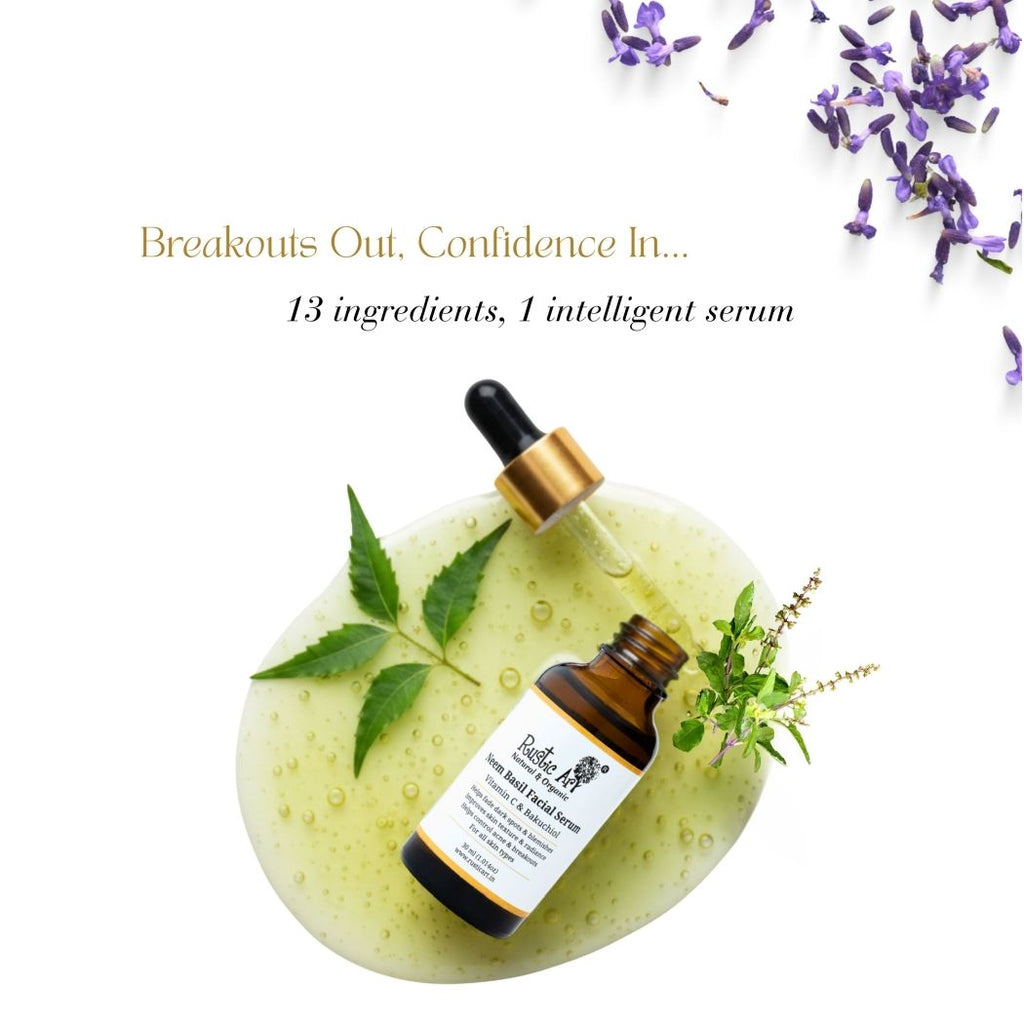 Neem Basil Facial Serum with Vitamin C & Bakuchiol