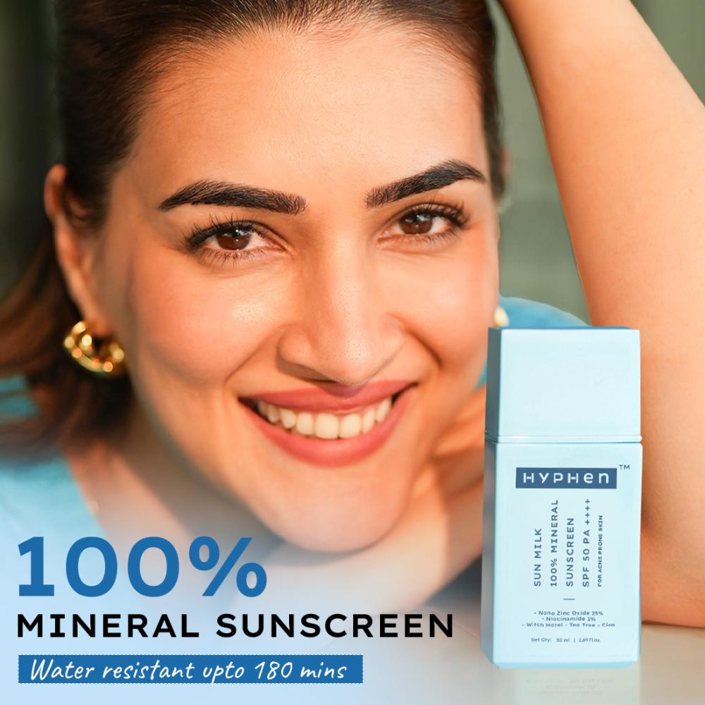 Sun Milk 100% Mineral Sunscreen SPF 50 PA++++ 25% Nano Zinc Oxide For Acne Prone, Oily Skin