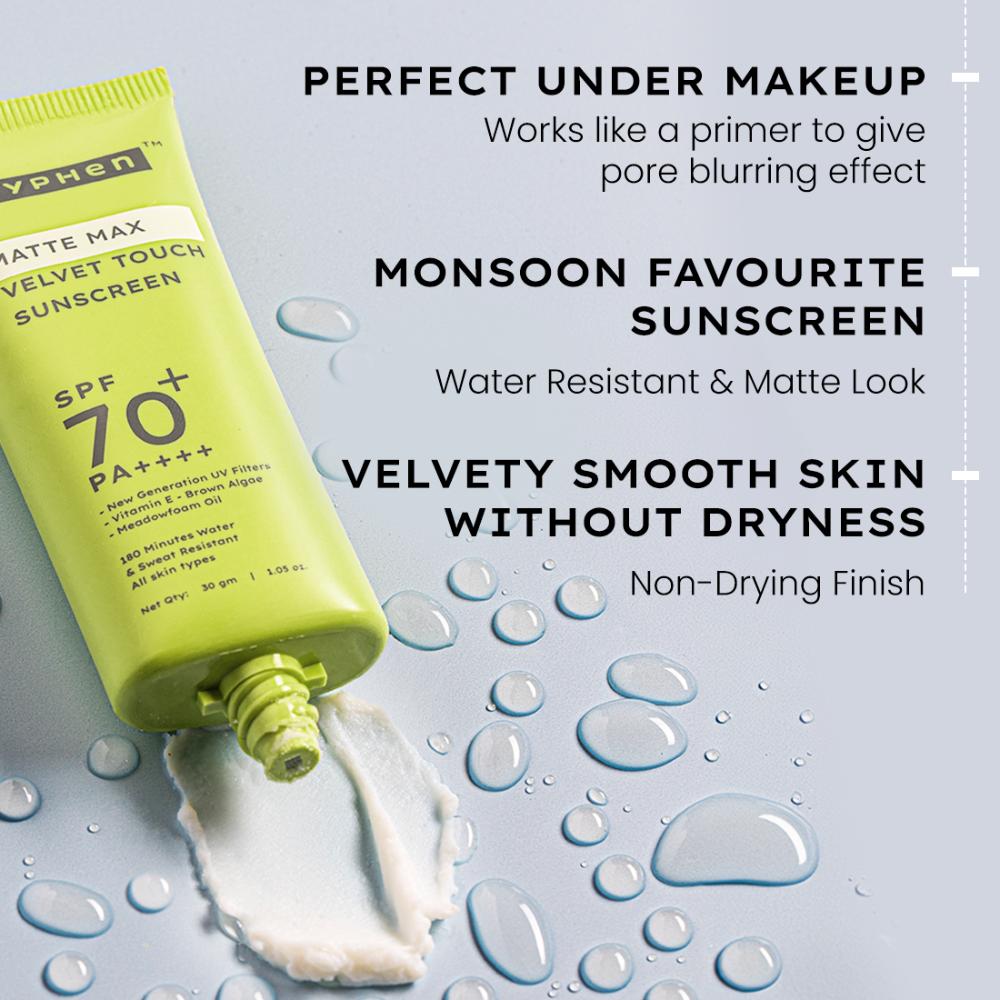 Matte Max Velvet Touch Sunscreen SPF70+PA++++ Sweat & Water Resistant 12hr UV Protection