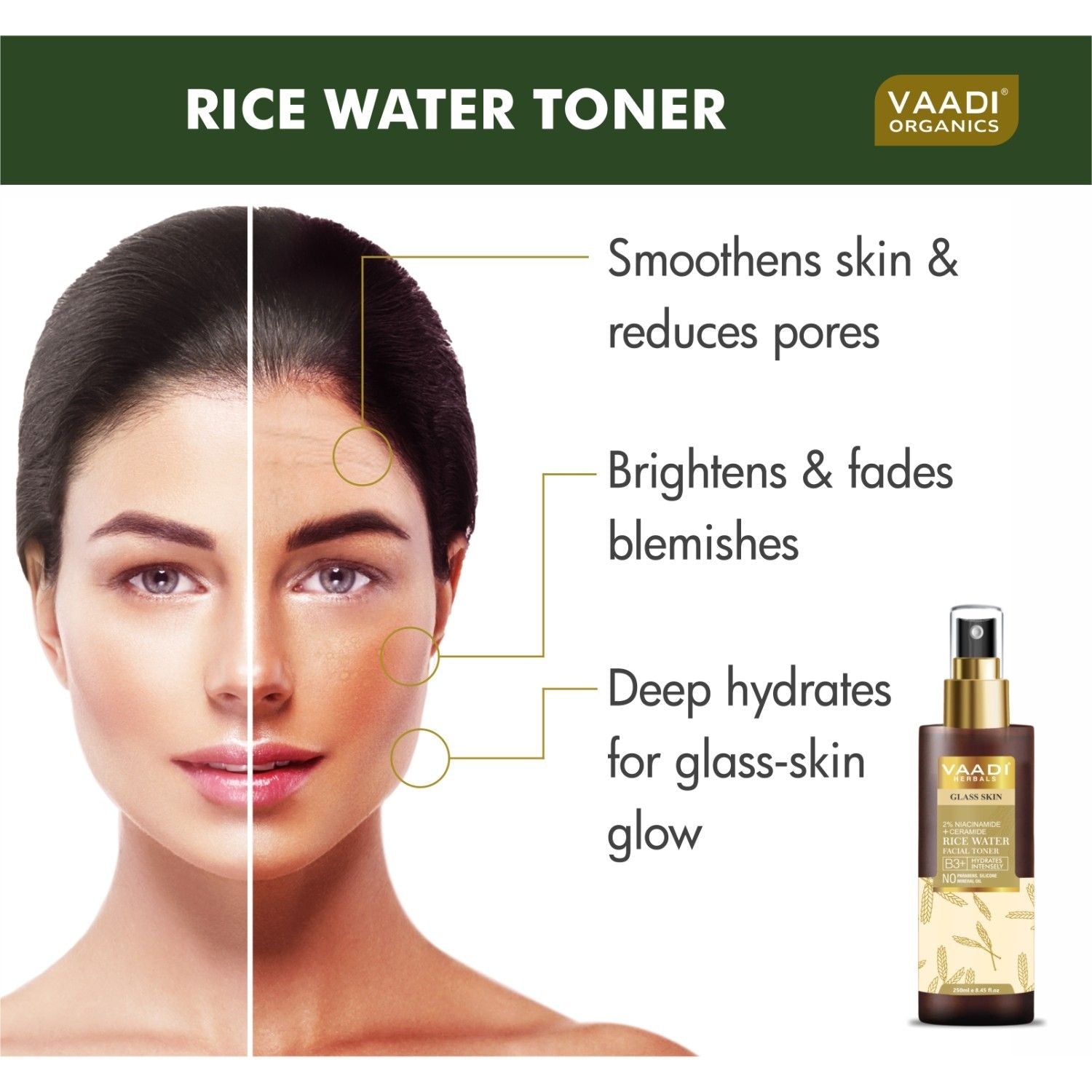 2% Niacinamide & Ceramide Rice Water Facial Toner B3+
