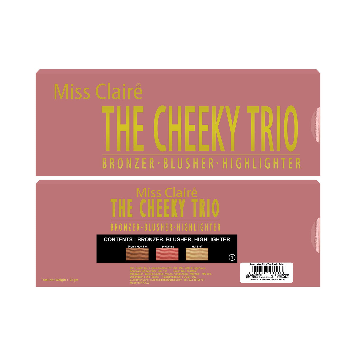 The Cheeky Trio Bronzer Blusher Highlighter - 1