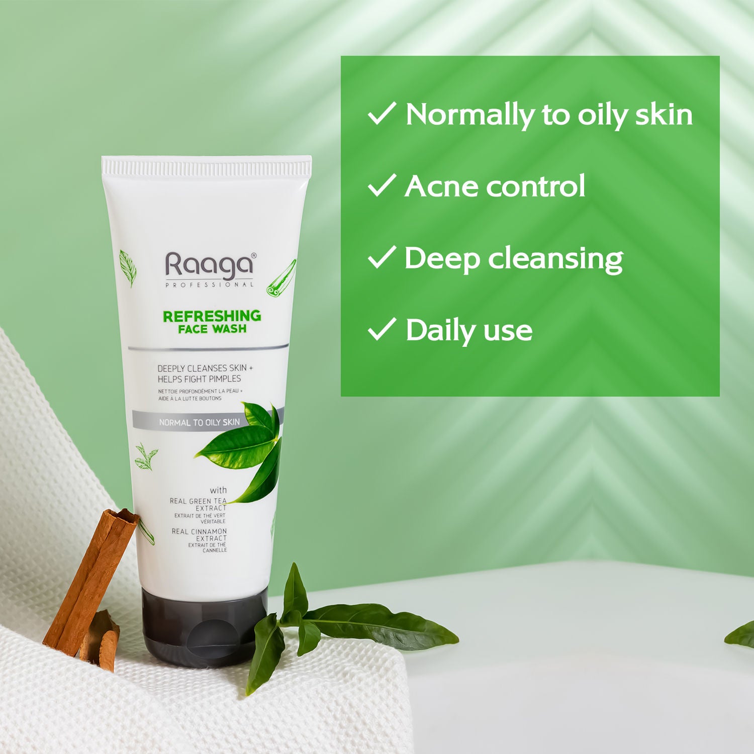 Refreshing Face Wash, Salicylic Acid & Green Tea Extract For Normal To Oily Skin